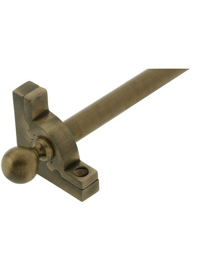 28.5 inch Sovereign Ball Tip Stair Rod - 1/2 inch Diameter Brass With Standard Brackets in Antique Brass Finish